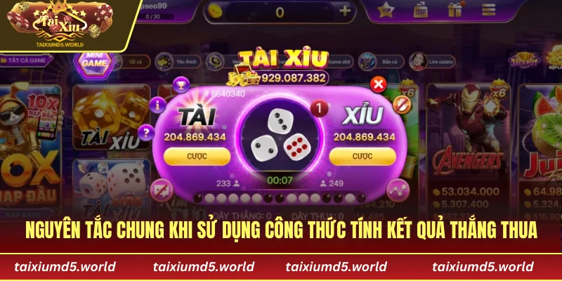 Nguyên tắc chung khi sử dụng công thức tính kết quả thắng thua